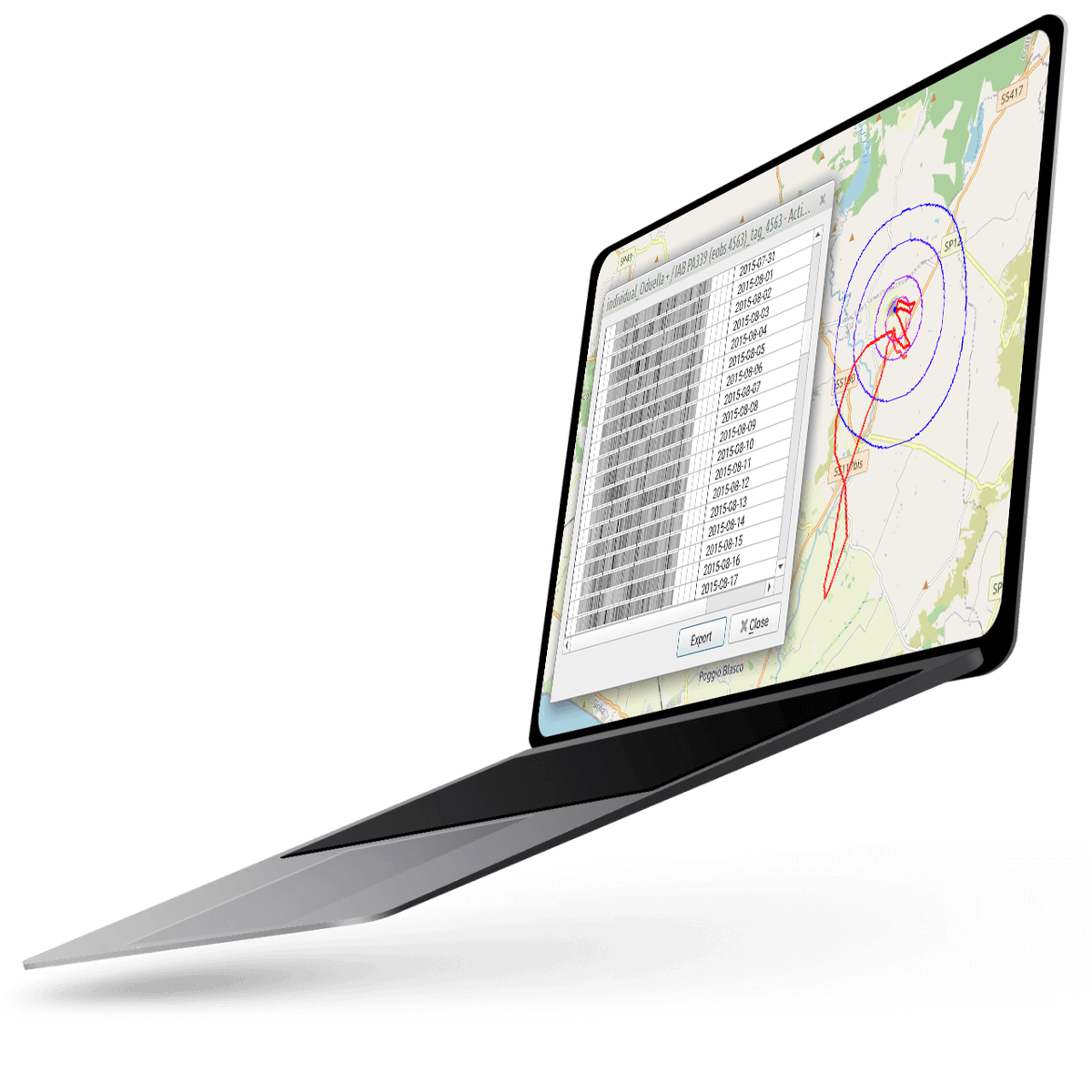Firetail application on laptop