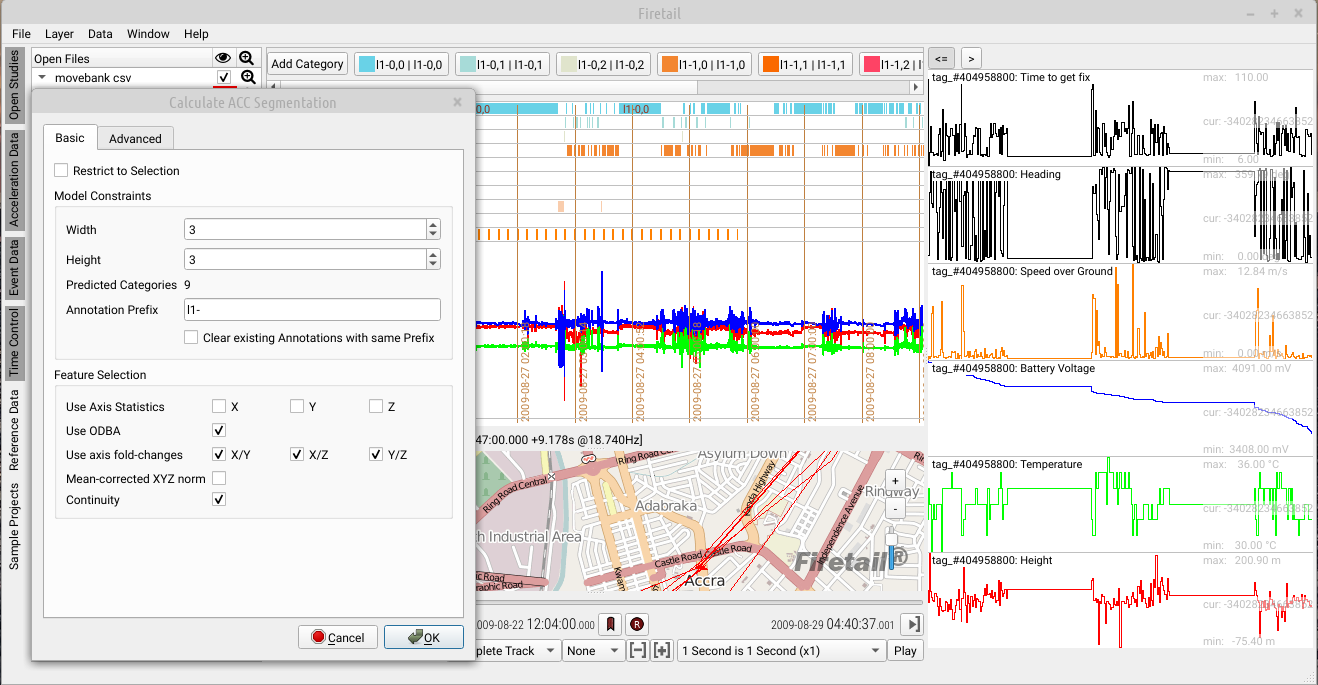 AI-based segmentation of acceleration data in Firetail 7